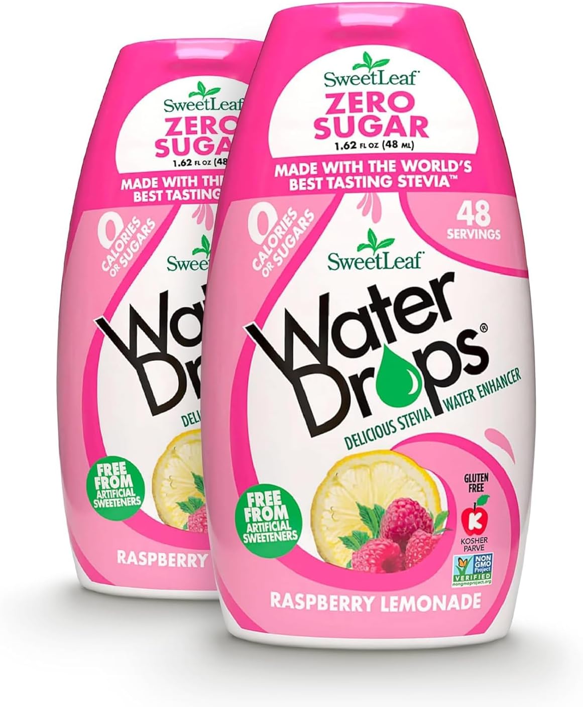 SweetLeaf Water Drops, Raspberry Lemonade – Sugar-Free Water Enhancer Drops, Stevia & Monk Fruit Sweetener Water Flavoring, 1.62 Fl Oz (Pack of 2) | Stevia Water Enhancer, Sugar Free, Zero Calorie Additive, Contains Monk Fruit Extract, Gluten Free, Keto Friendly