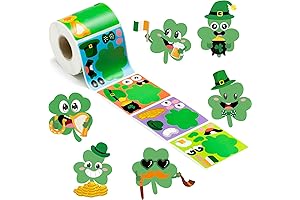 Haooryx 300pcs St Patrick's Day Sticker Scene Roll DIY Lucky Clover Self-Adhesive...