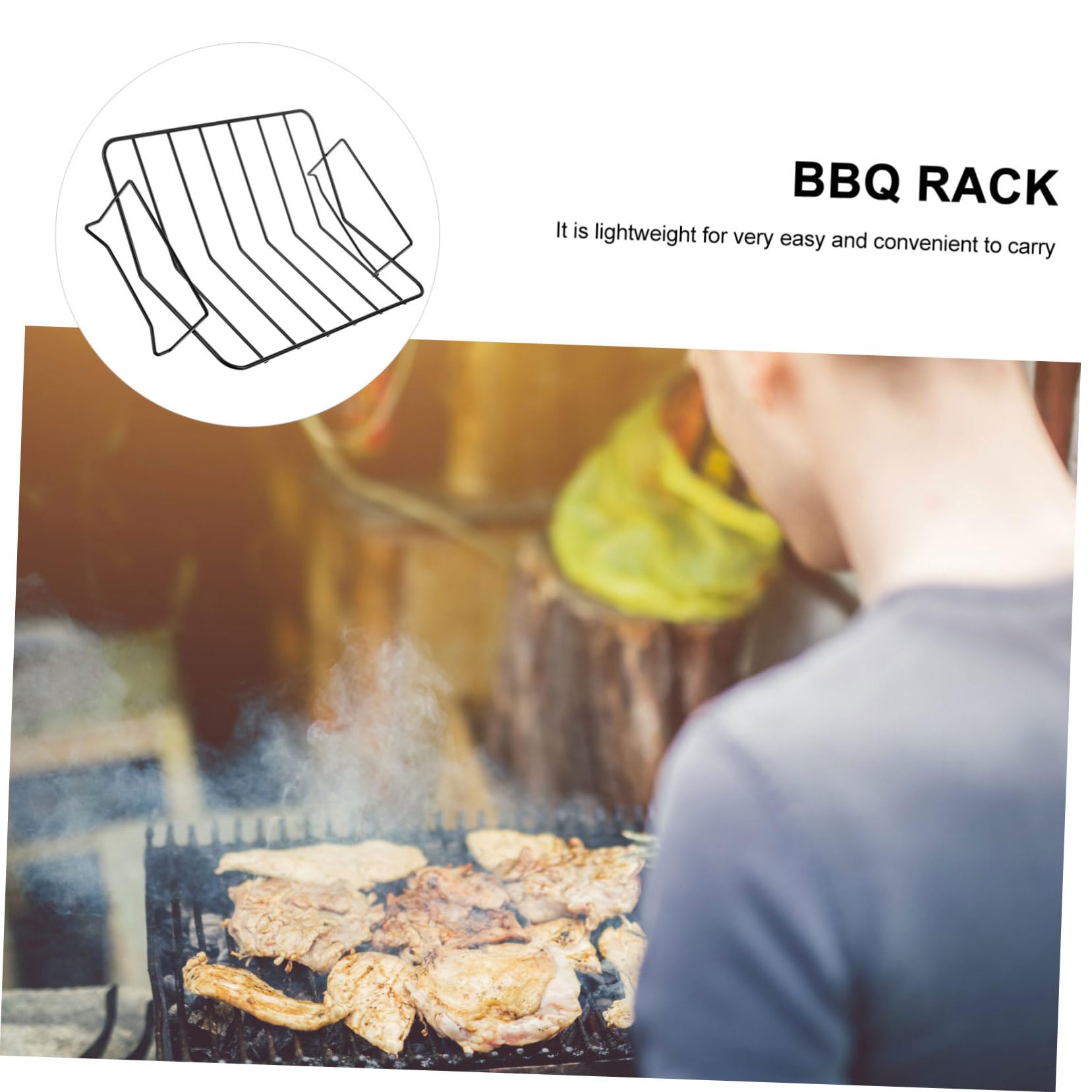 TOYANDONA Supporto Leggero e Portatile Nero in Acciaio al Carbonio per Barbecue per attività All'aperto, Griglia per Pollo, Agnello e Bistecca