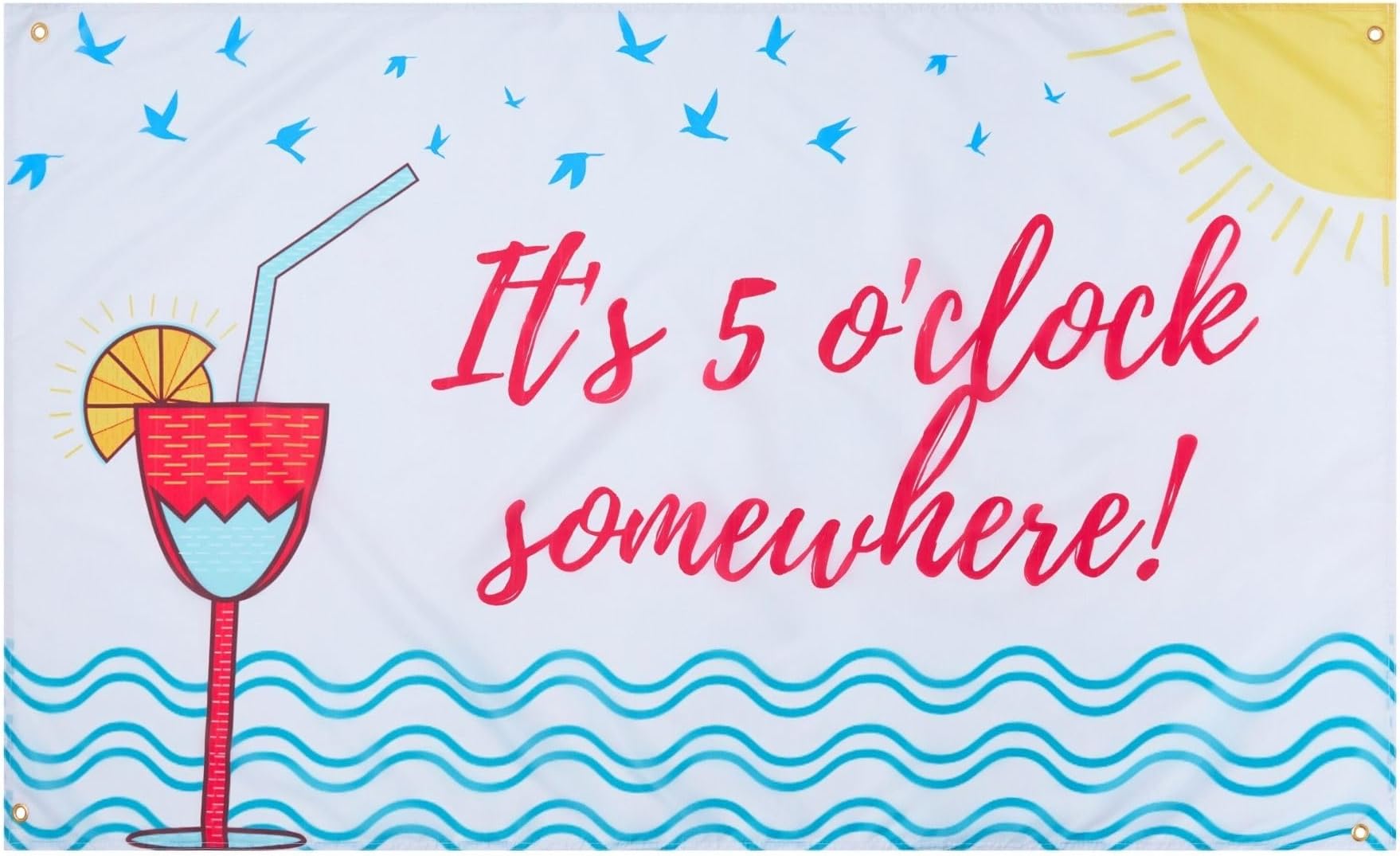 Runesol 5 O'Clock Somewhere Party Flag, 91x152cm, 3ft x 5ft, Premium Quality, Vivid Colours, Inside/Outside Use