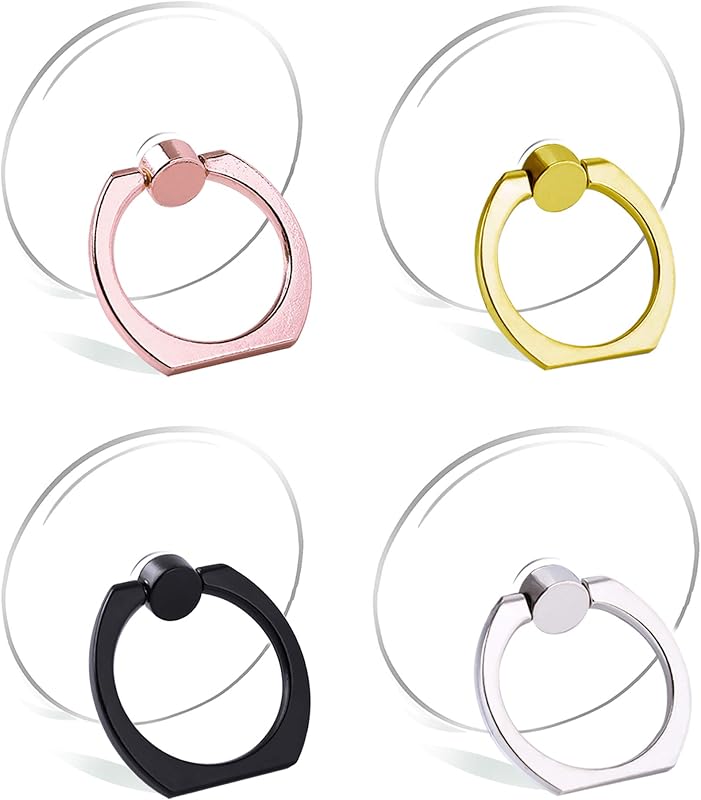 Soporte para anillo de teléfono celular, soporte transparente para agarre de dedo, rotación de 360 ​​grados, soporte para anillo de dedo (negro, plateado, oro rosa (redondo))