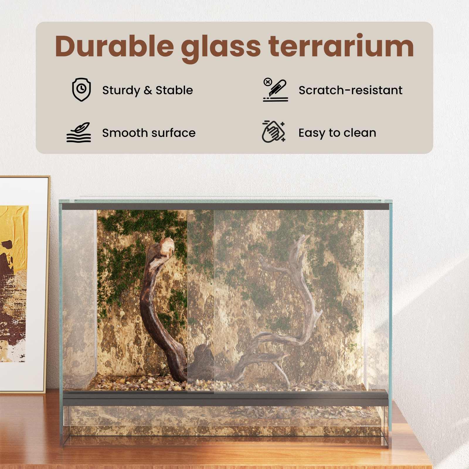 vidaXL Terrarium mit Speicher Transparent 40 x 30 x 30 cm Glas, Moderner Glasterrarium, robuster Reptilienkäfig, 360-Grad Lebensraum, transparentes Zuhause
