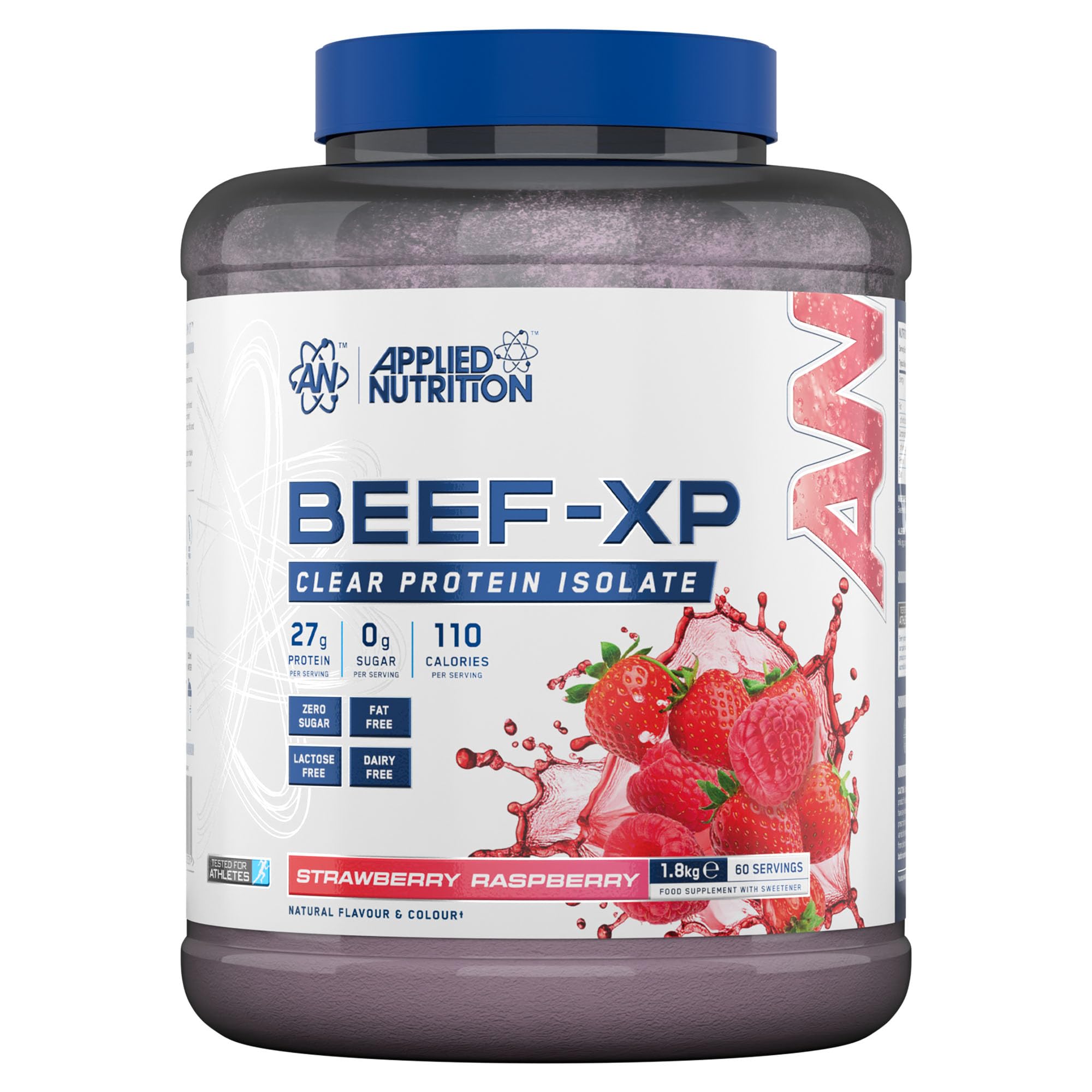 Applied Nutrition Clear Hydrolysed Beef Protein Isolate Powder, Fruit Juice Style, Dairy Free, Lactose Free, Zero Sugar, Low Fat, 1.8kg - 60 Servings (Strawberry & Raspberry)