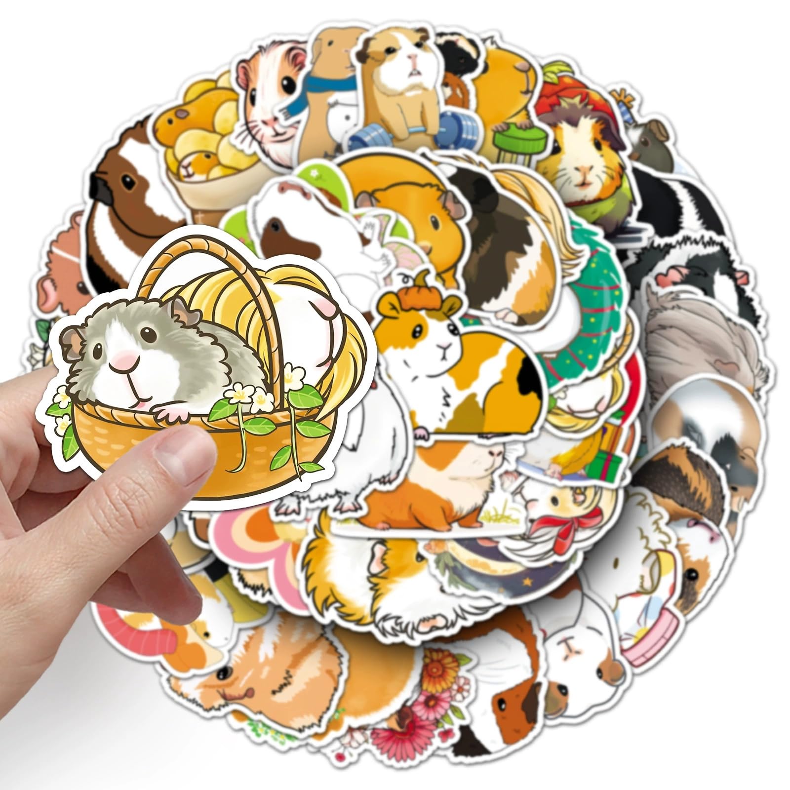 50 Pcs Guinea Pig Stickers for Kids Teens Adults Boys Girls Gift,Guinea Pig Stickers Pack for Laptop,Skateboard,Luggage,Car,Bike - Image 3