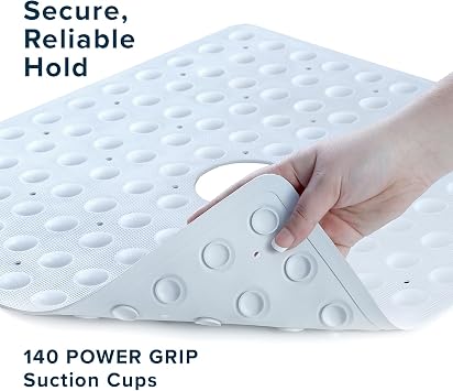 SlipX Solutions 21x21 Mildew Resistant Non Slip Shower Stall Mat, White