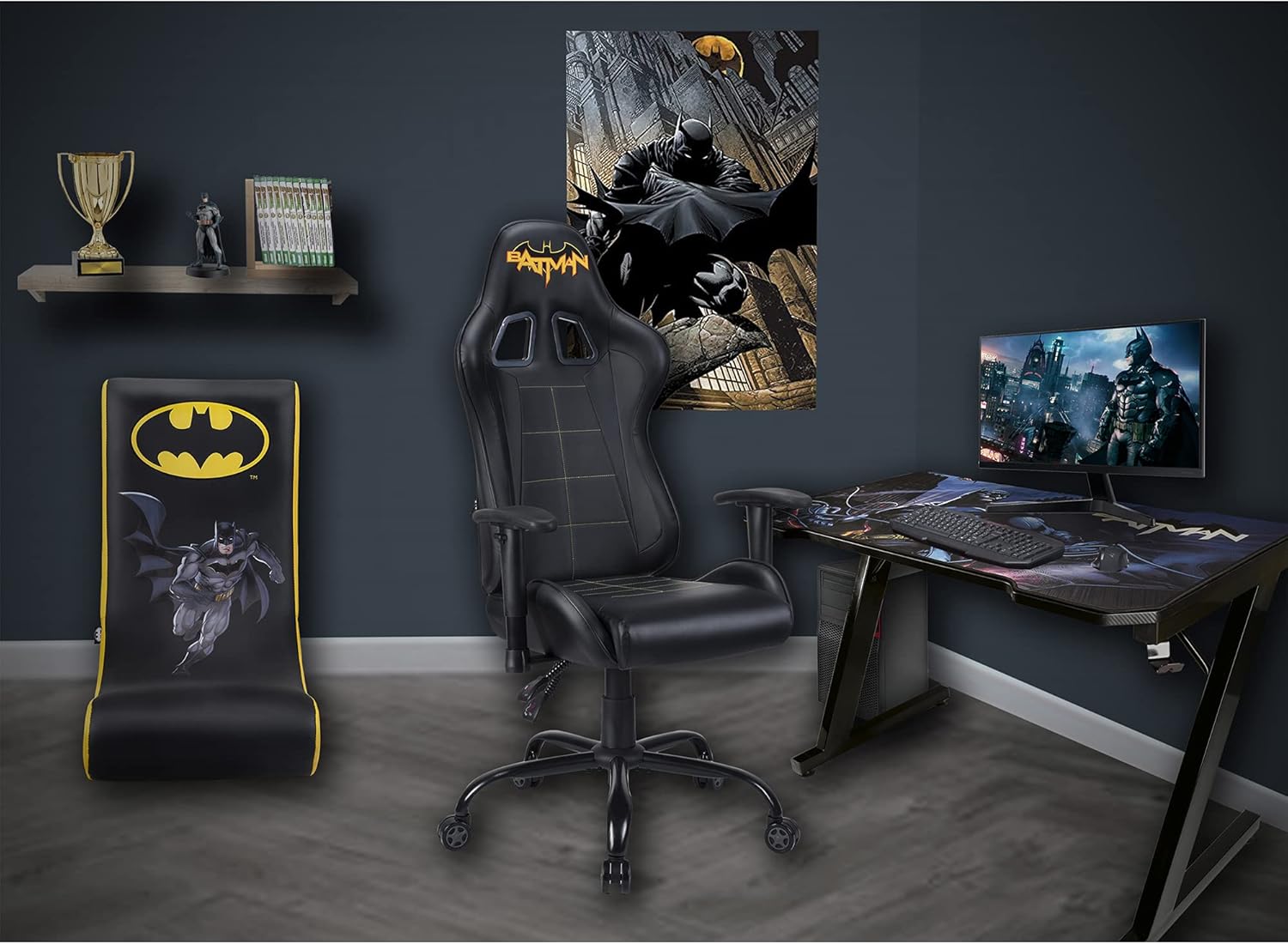 Batman - Official Ergonomic Gamer Chair Adjustable Back and Armrests - Adult Gaming Chair