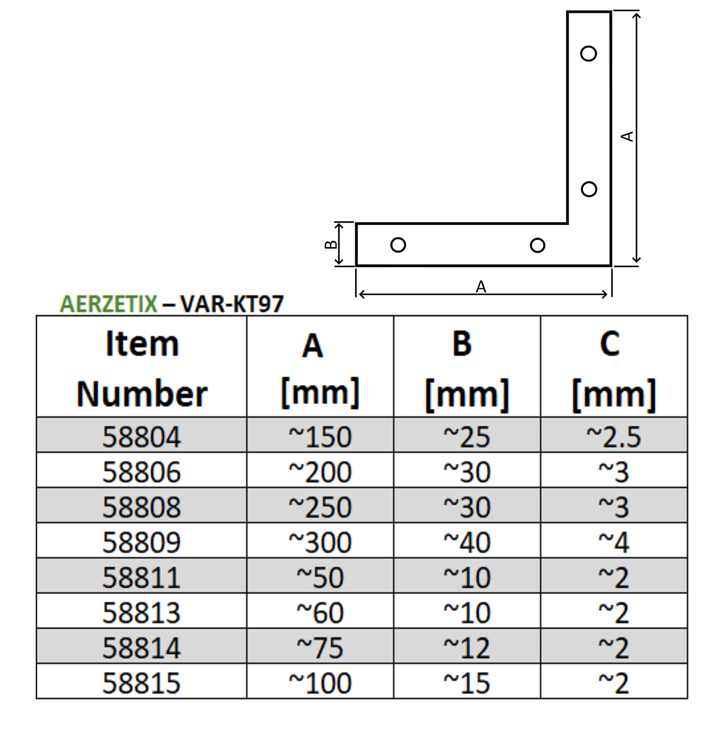 AERZETIX - C58809 - Lot de 2 Équerres d'assemblage et fixation plates 300x300x40x4 mm - équerre de cadre - charpente bois porte fenêtre - en acier zingué jaune