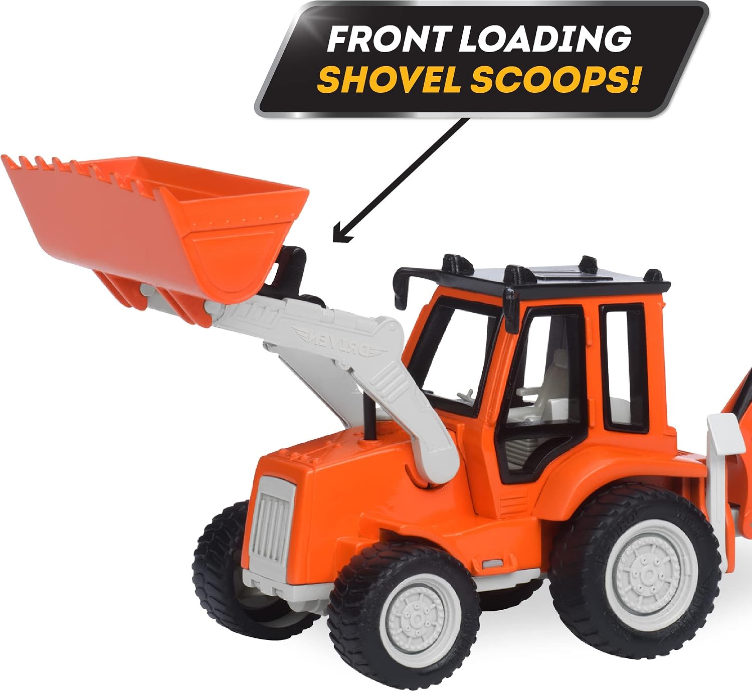 DRIVEN by Battat – Micro Backhoe Loader – Backhoe Loader with Sound Effects and Movable Parts for Kids Aged 3+