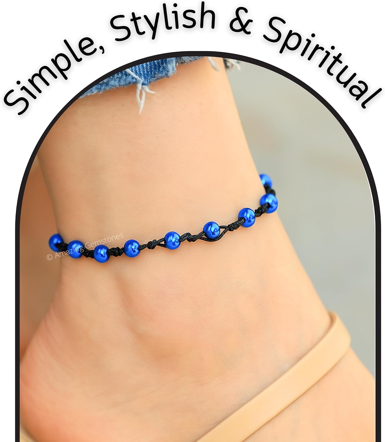 Amazing Gemstone Crystal Anklet Ankle Bracelets for Women - Waterproof Beaded Healing Crystal Anklets, Plus Size Chakra Gemstone Bead Anklet - Image 4