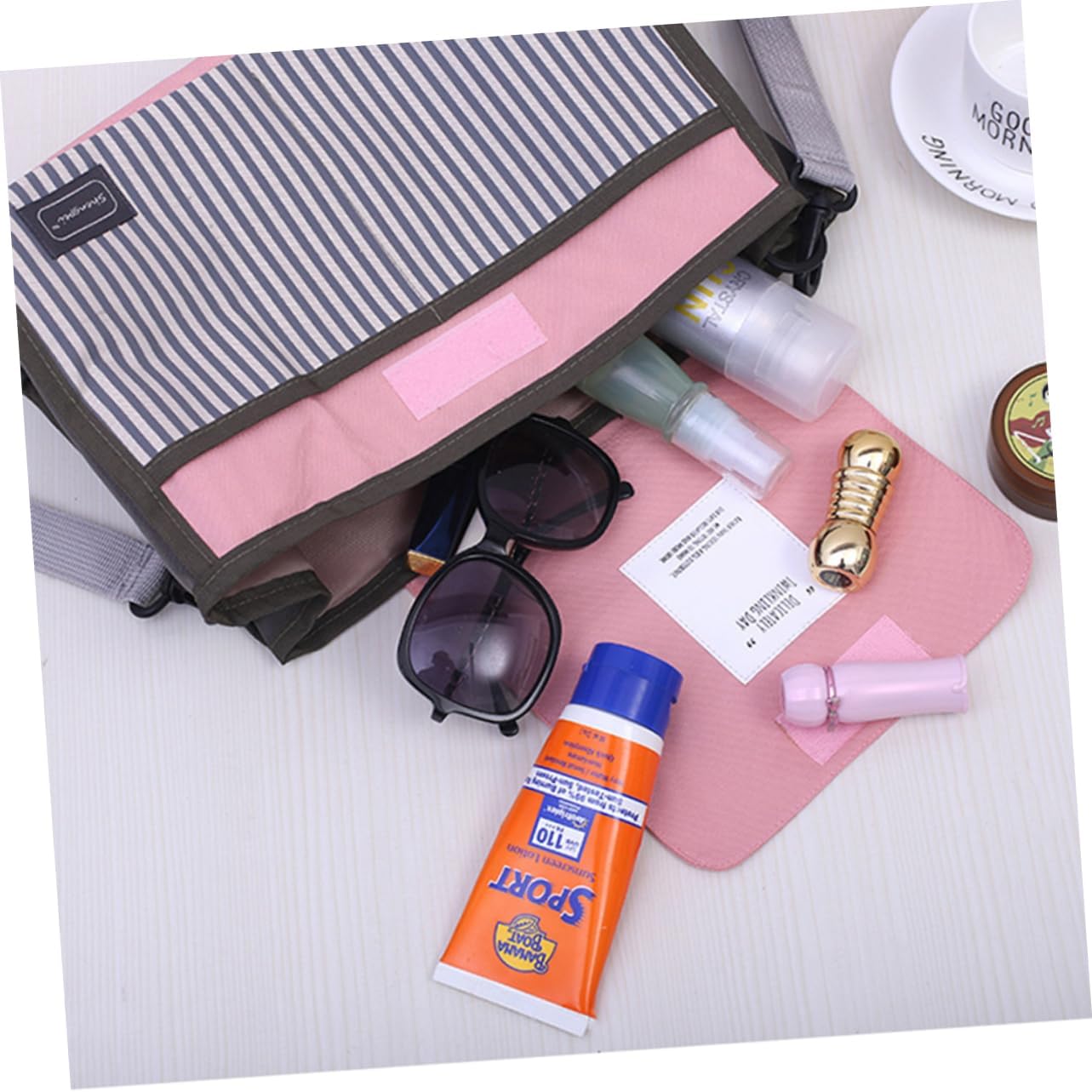 Kisangel Diaper Bag Mommy Stroller Organizer Buggy Organizer Bag Strip Design Sturdy Refined