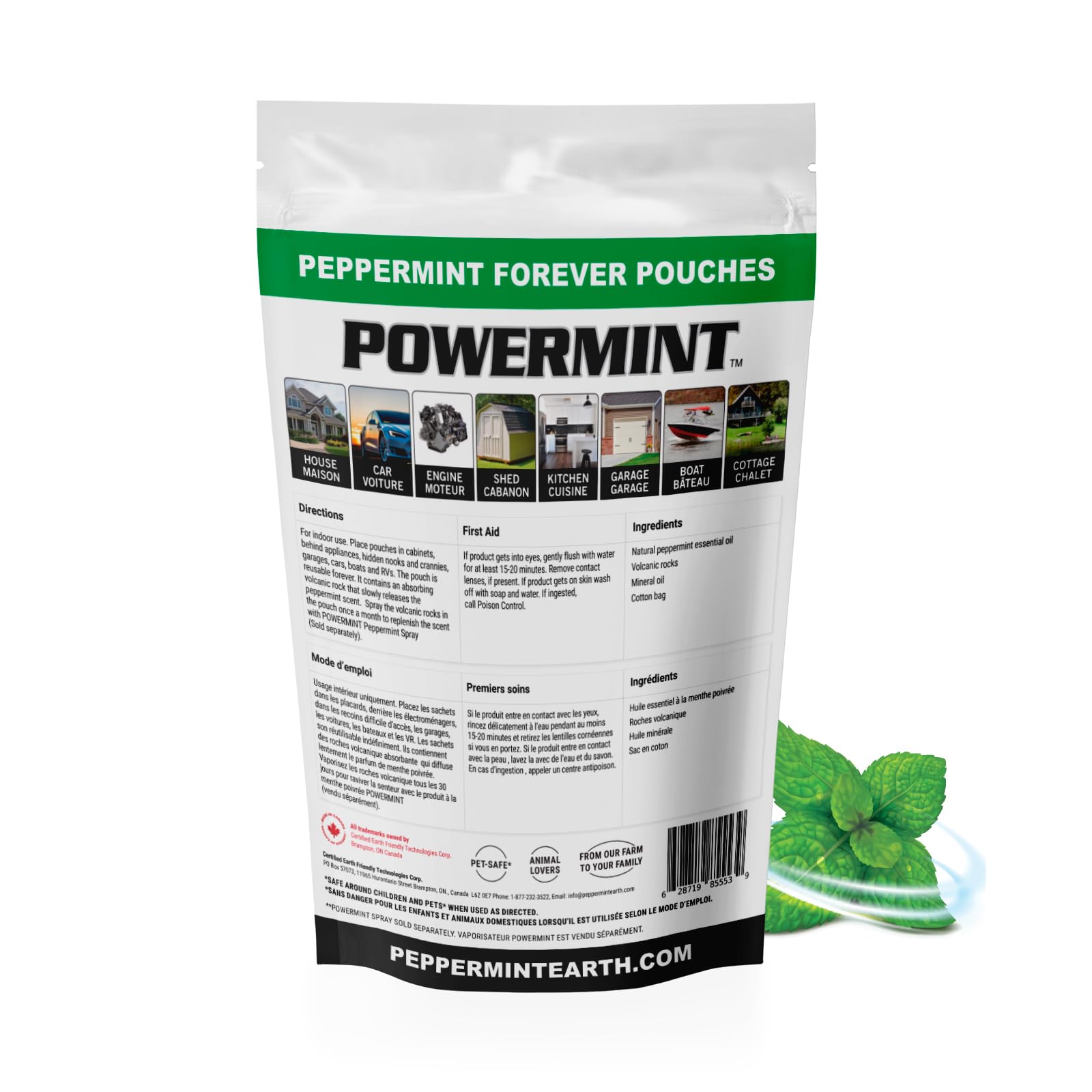 POWERMINT Peppermint Forever Pouches for Home, Farm and Vehicle. Premium Quality. 6-PACK — view 2