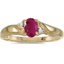 14k Yellow Gold Oval Ruby And Diamond Ring