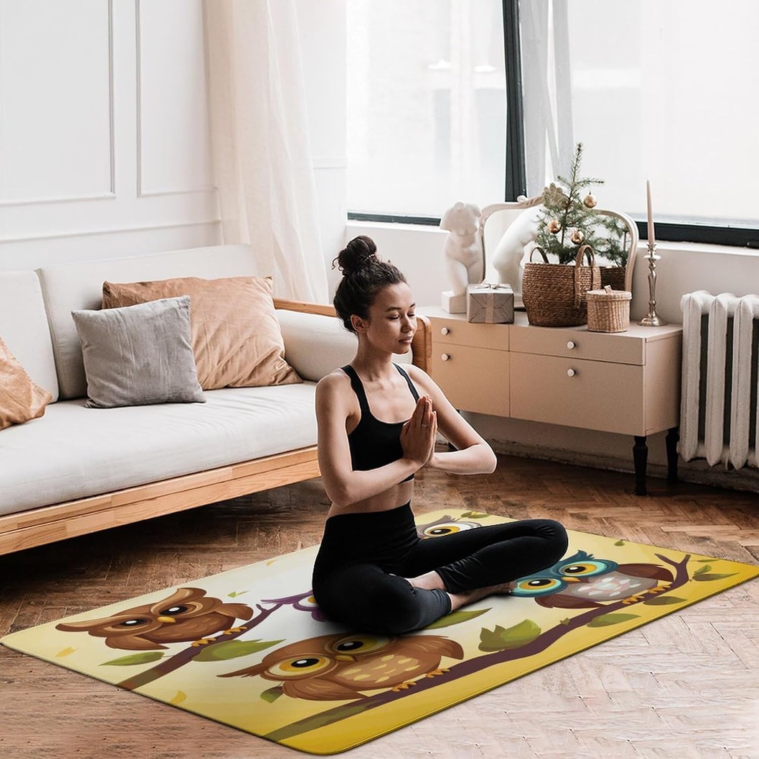 Owls Birds Carpet for Living Room,Washable Dining Room Non-Slip Under Table Rug 40“x60”Large Rugs Lndoor Home Decoration Stain Resistant Carpet for Bedroom