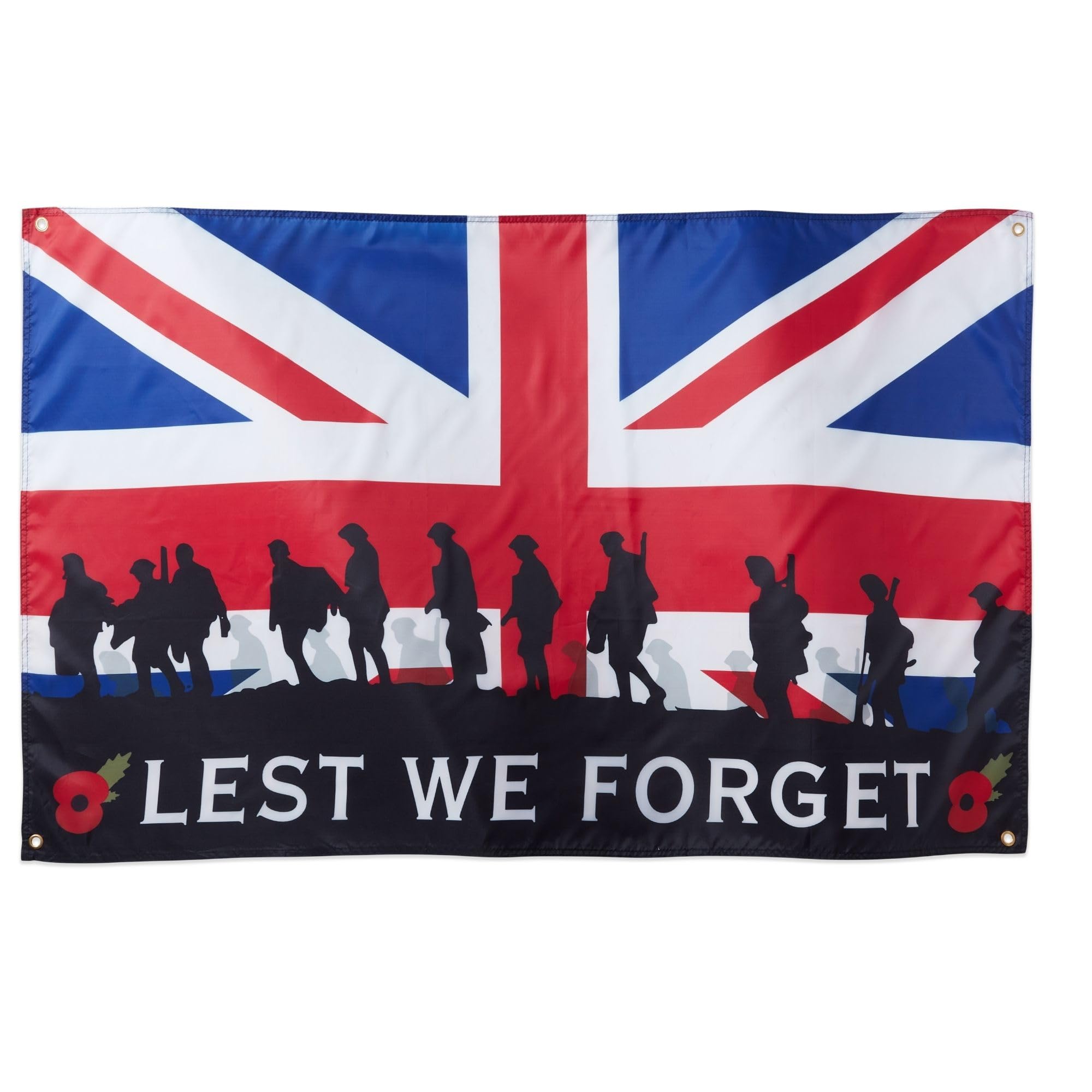 Runesol Lest We Forget, Premium Remembrance Poppy Day Flag - 3ft x 5ft, 4 Grommets, Indoors/Outdoors