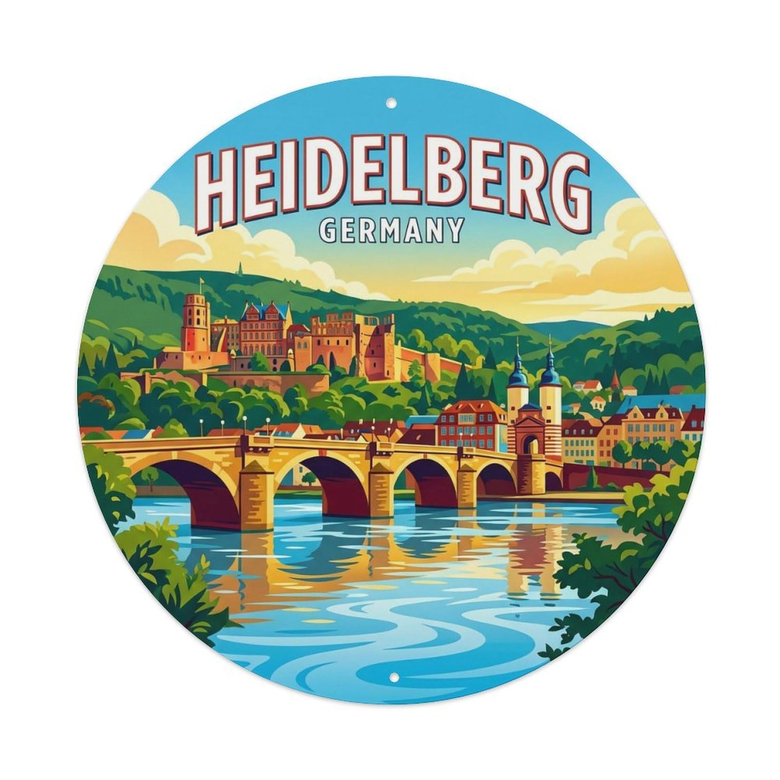 Vintage Travel Germany Heidelberg 1 Metal Tin Sign