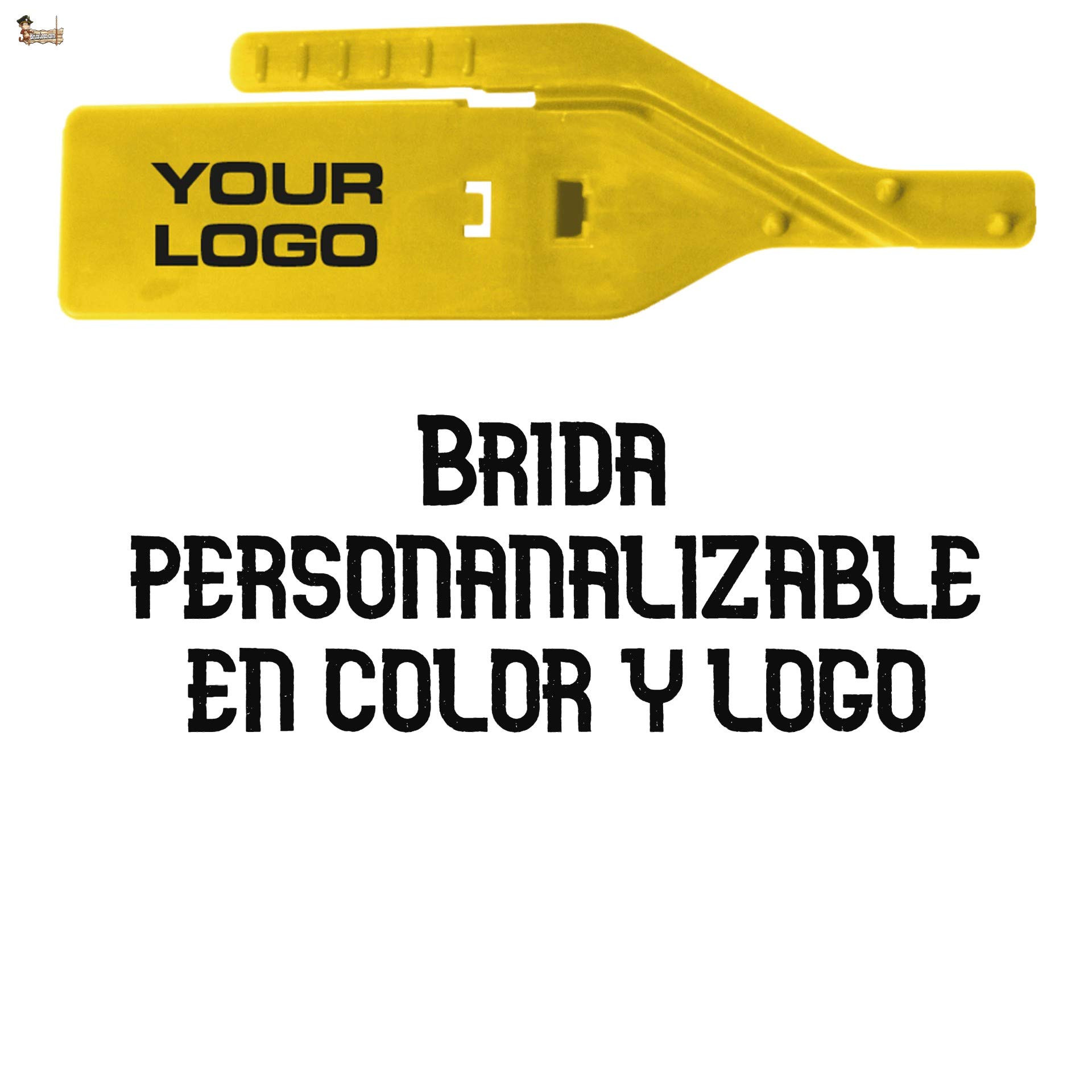 BricoLoco Brida precinto de seguridad de plástico numeradas. Abrazadera de cierre para maleta, cajas, contenedores, puertas, bolsas, camión, logística, cables. Azul. (50)