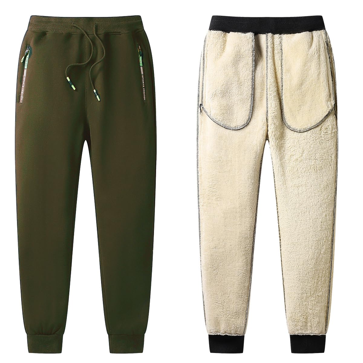 ZOXOZ Pantaloni Tuta Uomo Felpata Pile Fleece Foderato Termici Cotone Sportivi Joggers Pantaloni Cerniera Tasche Laterali