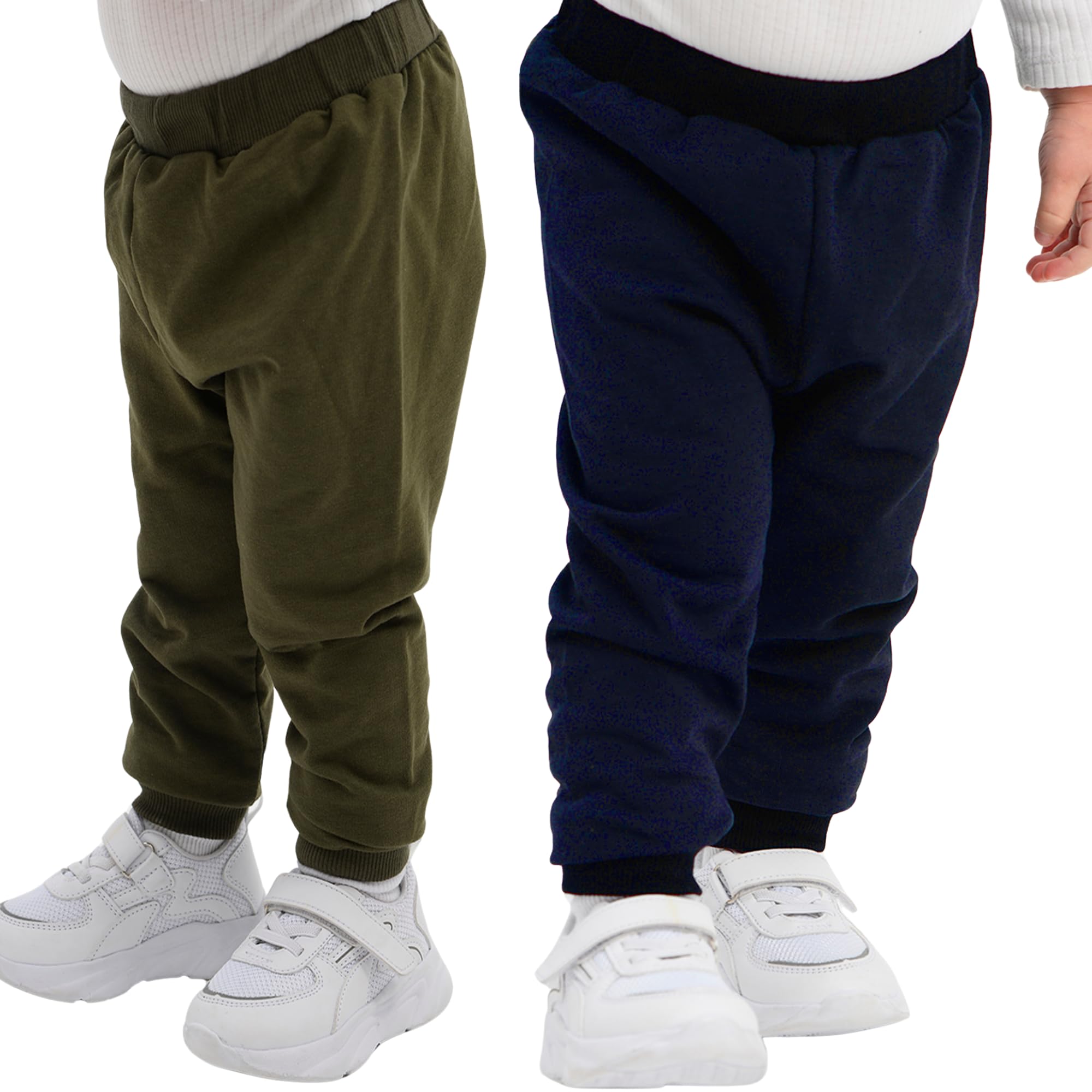 Pantaloni da bambino in 100% cotone, confezione da 2 pezzi, casual, morbidi e confortevoli, per ragazzi e ragazze