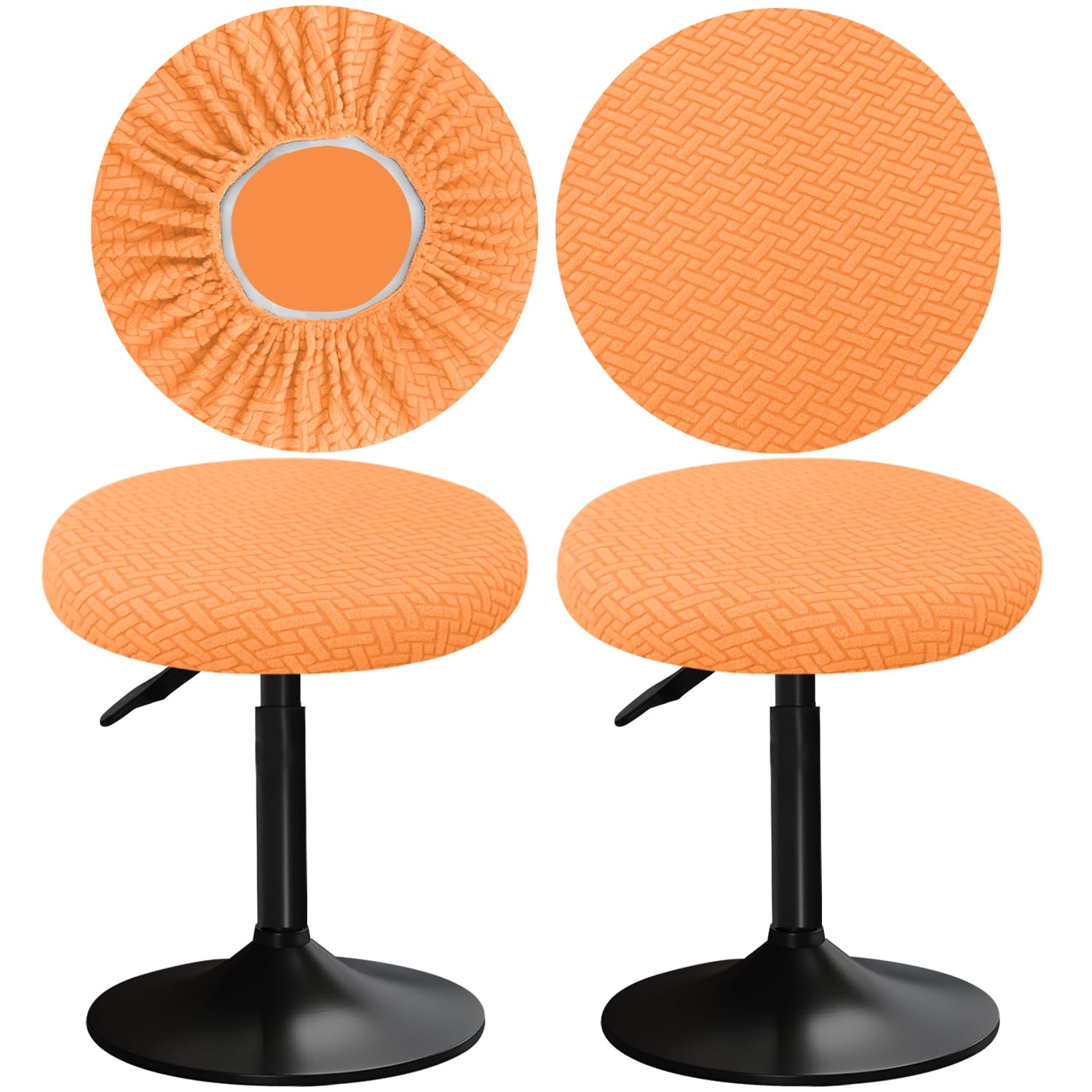 YINGAYOU Stool Covers Round 12-16"/30-40cm with Jacquard Bar Stool Seat Covers Round, Elastic Soft and Comfortable are Rich Color (2, Orange)