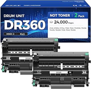 DR360 Drum Unit (Not Toner) 2-Pack Replacement for Brother DR-360 Imaging Drum Compatible with DCP-7040 DCP-7030 DCP-7045N MFC-7840W MFC-7340 MFC-7440N HL-2140 HL-2170W HL-2150N P…