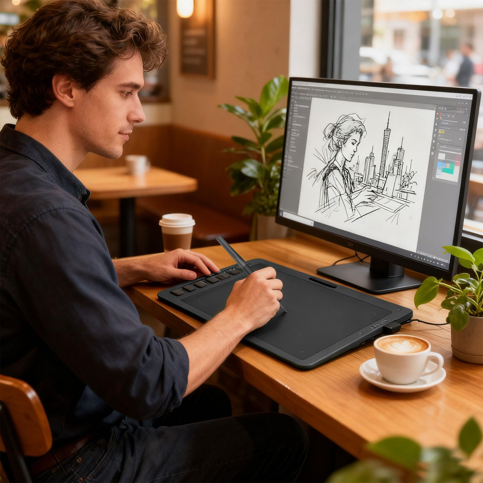 H951P Ergonomico Digitale Penna Grafica Compresse Personalizzabili Scorciatoia Multipli Compatibilità OS Per Creatori Multipli OS Disegno Tablet