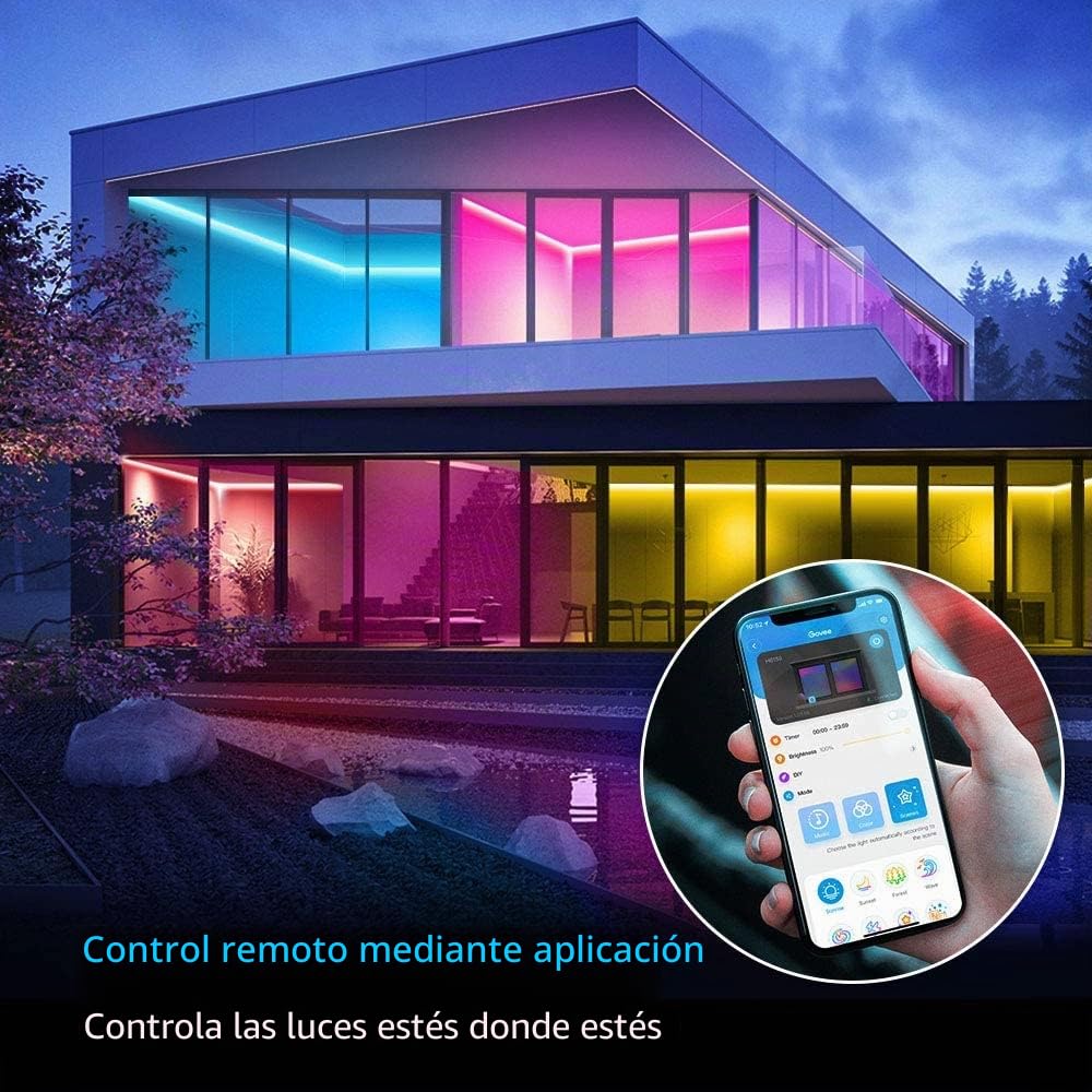 Govee Tiras LED 5m, Luces LED Habitacion WiFi Inteligente RGB Funciona con Alexa, Google Assistant y App, 64 Modo de Escena y Música para TV, Techo y Juego Electrónico (Paquete de 2)