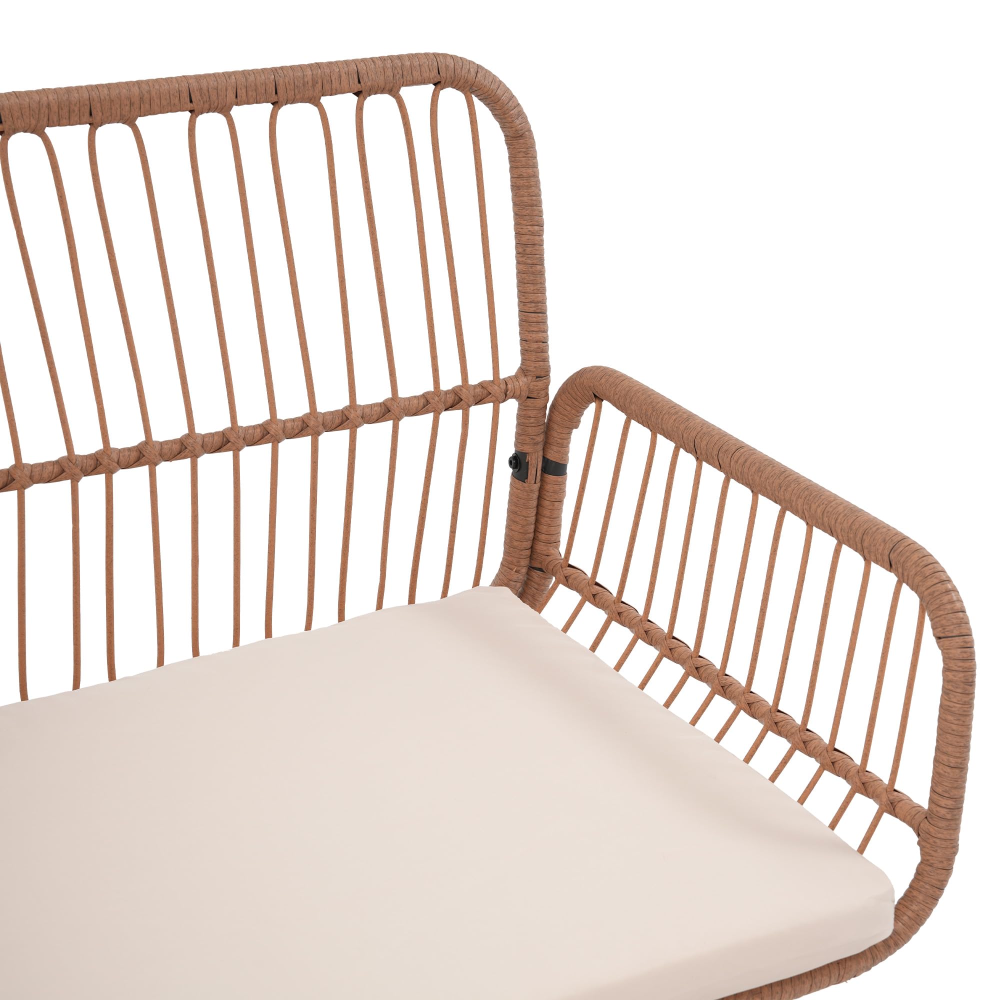 OC Orange-Casual Garten Loveseat, Rattan Gartenmöbel mit Sitzkissen & Rückkissen, Patio Terrasse Sofa für Balkon, Garrten, Schwimmbad,(Natur Rattan & Weiße Kissen)