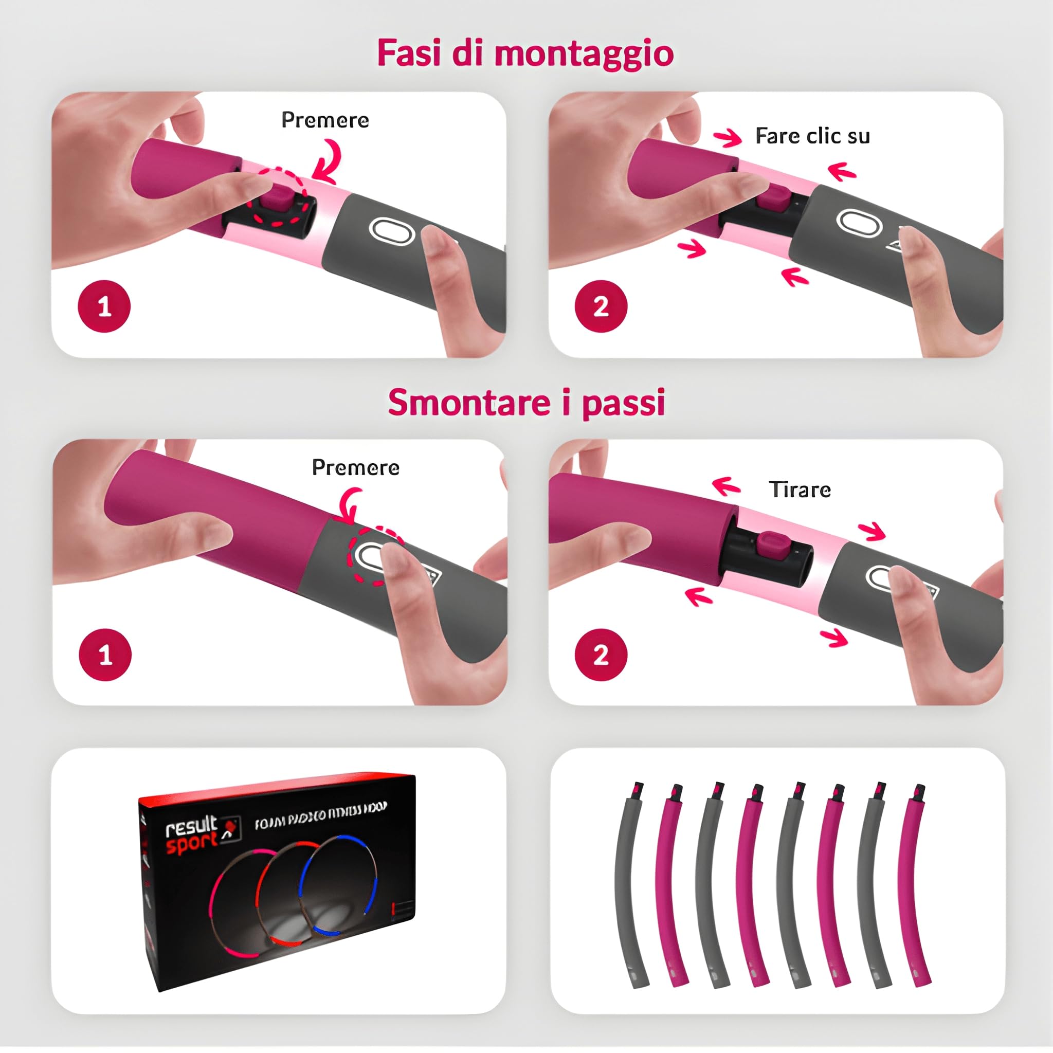 ResultSport - Hula Hoop Fitness Dimagrire, 100cm, Hula Hoop per Adulti e Bambini