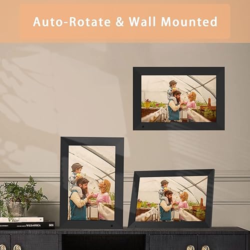 Miniatura 5 de Marco de fotos digital de 10.1 pulgadas con WiFi y pantalla táctil HD, rotación automática, montaje en pared, almacenamiento integrado de 32 GB,
