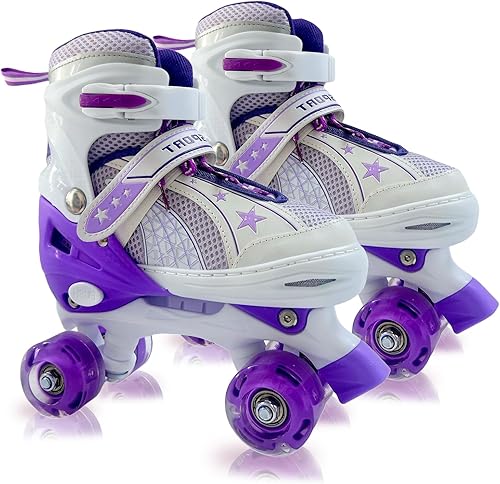 Miniatura 11 de Adjustable Kids Roller Skates for Girls and Boys Ages 3-5 5-8 8-12, All 8 Wheels of Girl's Skates Shine, Safe and Fun Illuminating for Outdoor