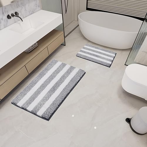 Miniatura 7 de WAMRLY - Alfombras de baño súper absorbentes, extra gruesas, peludas de felpa para baño, antideslizantes, lavables a máquina para baño (color gris,