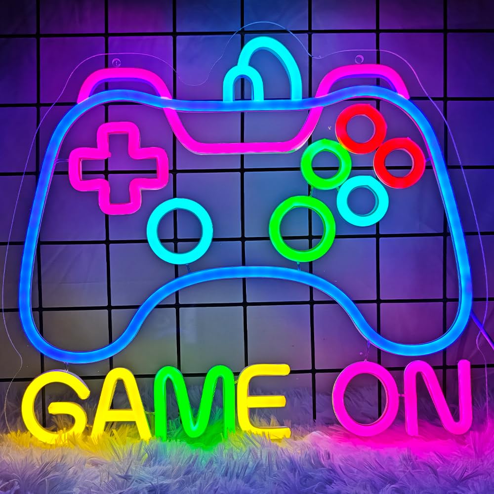 Insegna al neon per decorazione da parete, luce al neon per decorazione della stanza dei giochi, insegna al neon a forma di gamepad, decorazione per la stanza dei ragazzi, miglior regalo per giocatori