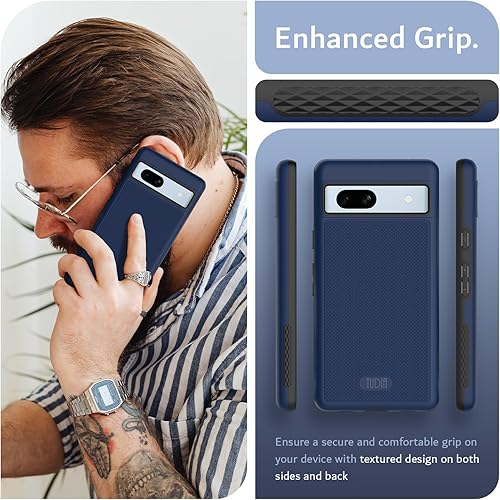 Vista 169 de TUDIA MergeGrip - Funda para Google Pixel 7a 2023, [probada en caídas de grado militar] borde elevado para protección de pantalla y cámara, doble