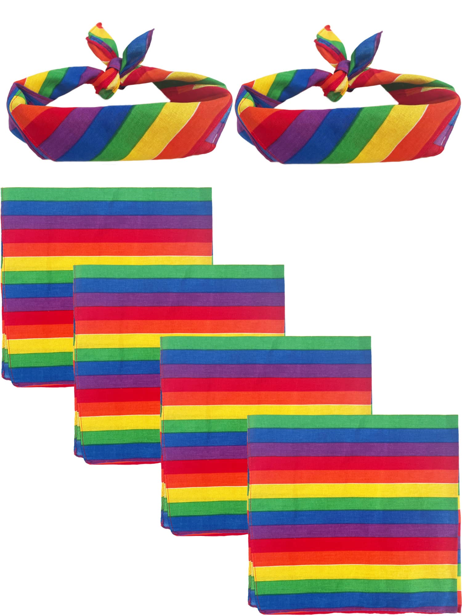 Aflyu6 Pieces Rainbow Bandanas Headhands