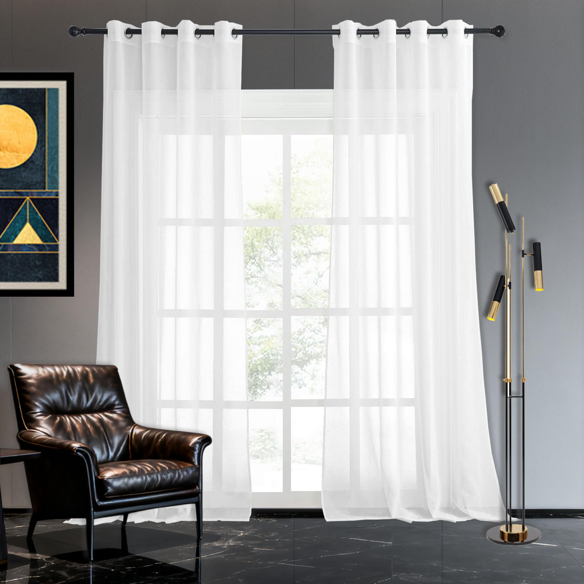 Voilage 210 x 170 cm translucide pour filtrer la lumière en douceur chambre