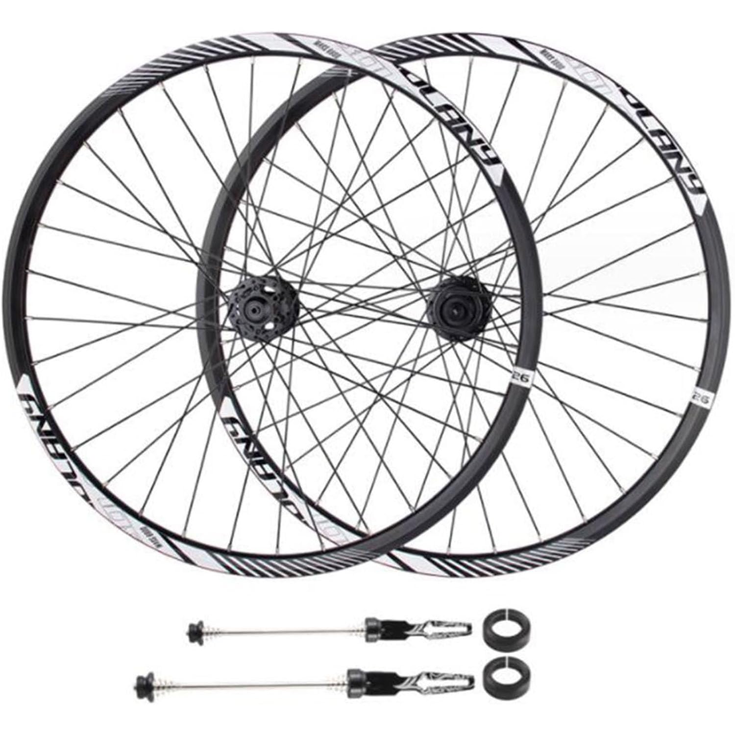 26/27,5/29 Zoll MTB Fahrrad Laufradsatz,Schnellspanner/Steckachse Doppelter Verwendungszweck 32 Löcher Fahrradnabe Vorne 2 Hinten 4 Lager Doppelwandige Felgen Wheelset