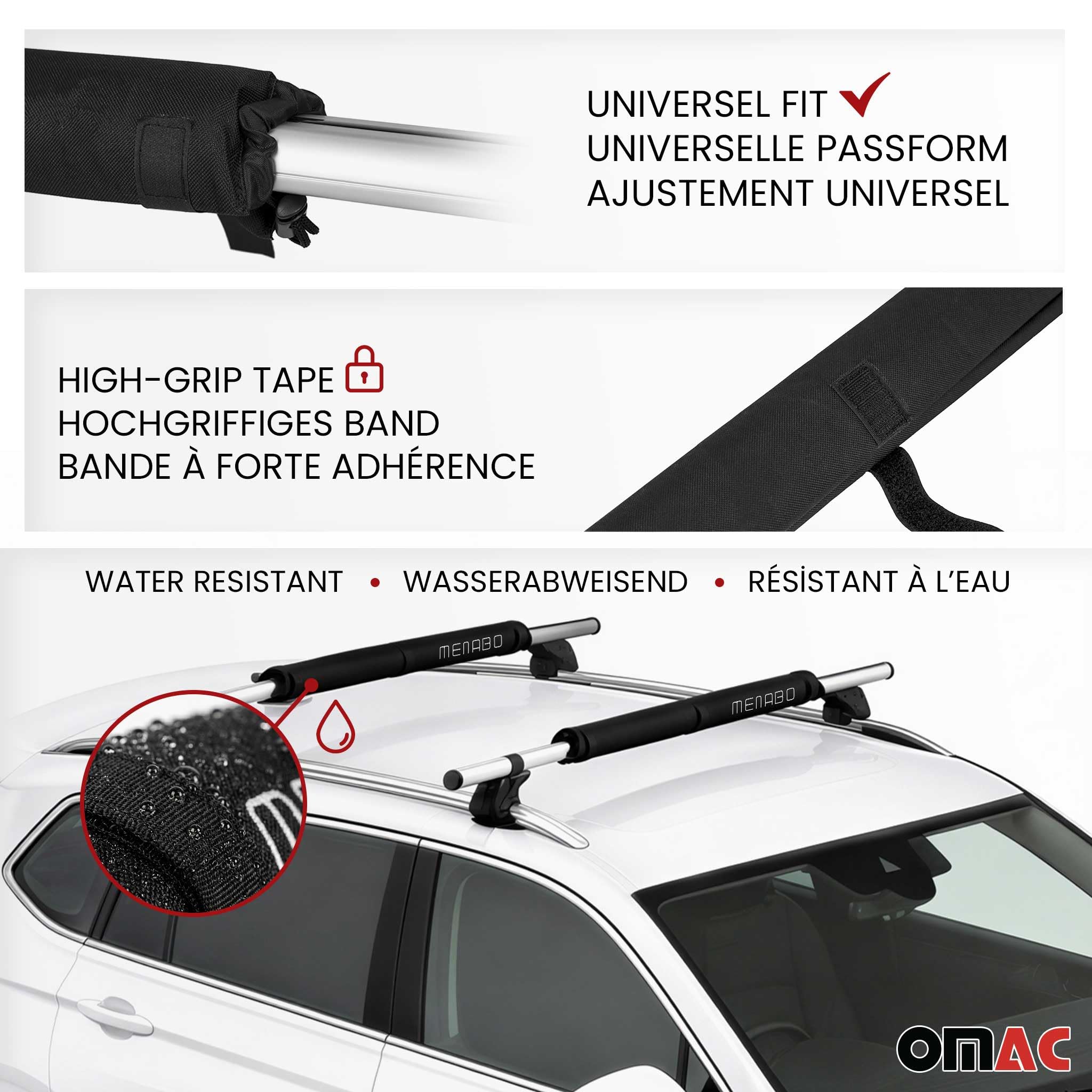 Menabo Surfbretträger Dachträger Softdach Windsurf Pad Kajak Snowboard 2X
