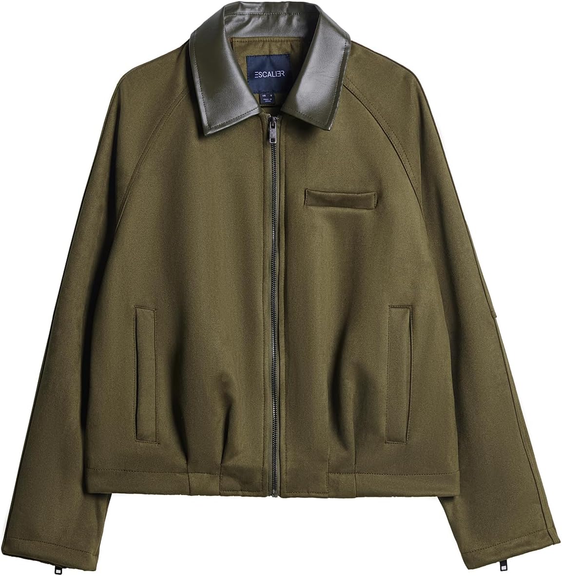 Moreone Women's Faux Suede Cropped Bomber Jacket Casual Contrast Collar Zip Up Barn Trendy Fall Coat