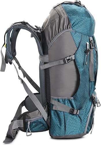 Miniatura 8 de Mochila de senderismo ligera impermeable de 60 L con cubierta de lluvia, mochila deportiva para viajes al aire libre para escalar, campamento, viajes