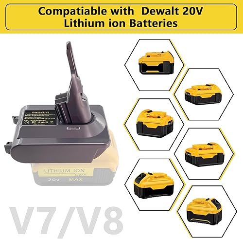 Miniatura 5 de TPDL Para Dewalt 20V Convert para Dyson V7 y V8 batería, reemplazo para Dyson V7 SV11 y V8 SV10, apto para Motorhead Pro Trigger Animal Car+Boat