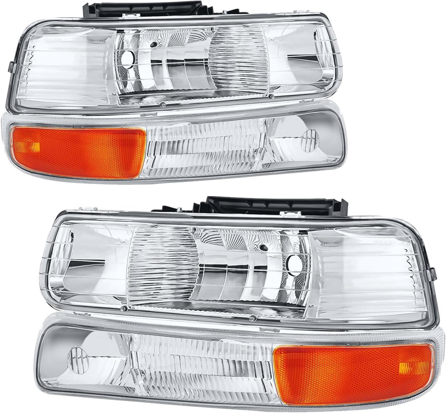 AXLAHA Headlights Assembly For 1999-2002 Chevy Silverado 1500 2500 2001 2002 Chevrolet Silverado 1500hd 2500hd 3500 2000 2006 Tahoe Suburban 1500 2500 Chrome Housing With Bumper Light Lh Rh