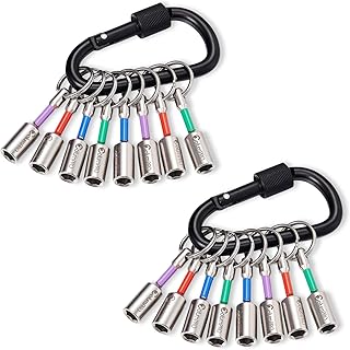 Bit Holder Keychain, Set of 2 for 16 1/4-Inch Bits | Magnetic bit holder with one-handed quick change - Compact bit storage for tool belt, DIYers and craftsmen