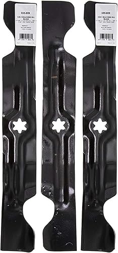 Miniatura 2 de Juego de cuchillas para cortadora de césped, 3 unidades de 50 pulgadas, cuchillas para Cub Cadet 742-04053, 742-04053a, 942-04053, 942-04053a