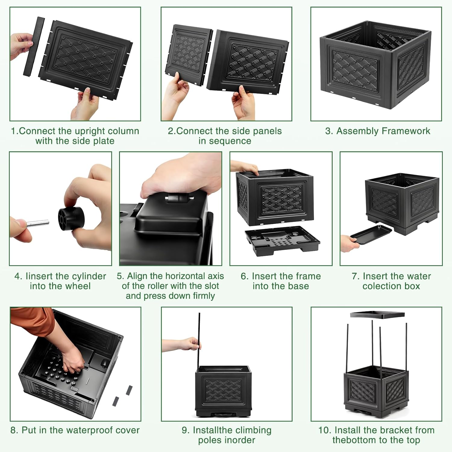 Tomato Planter with Wheels, 57" Self Watering Raised Garden Bed with Tomato Cage & Trellis for Light Climbing Plants, Cherry Tomatoes, Clematis, Herbs, Indoor & Outdoor Gardening for Patios, 2 Pack