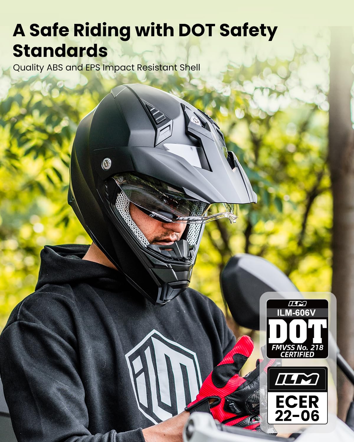ILM Casco Moto Motocross Integrale Donna Uomo ECE22.06 Omologato Modello 606V