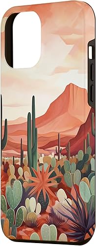 Miniatura 2 de iPhone 13 Pro Max Abstract Mountains Cactus Desert Landscape en funda terracota