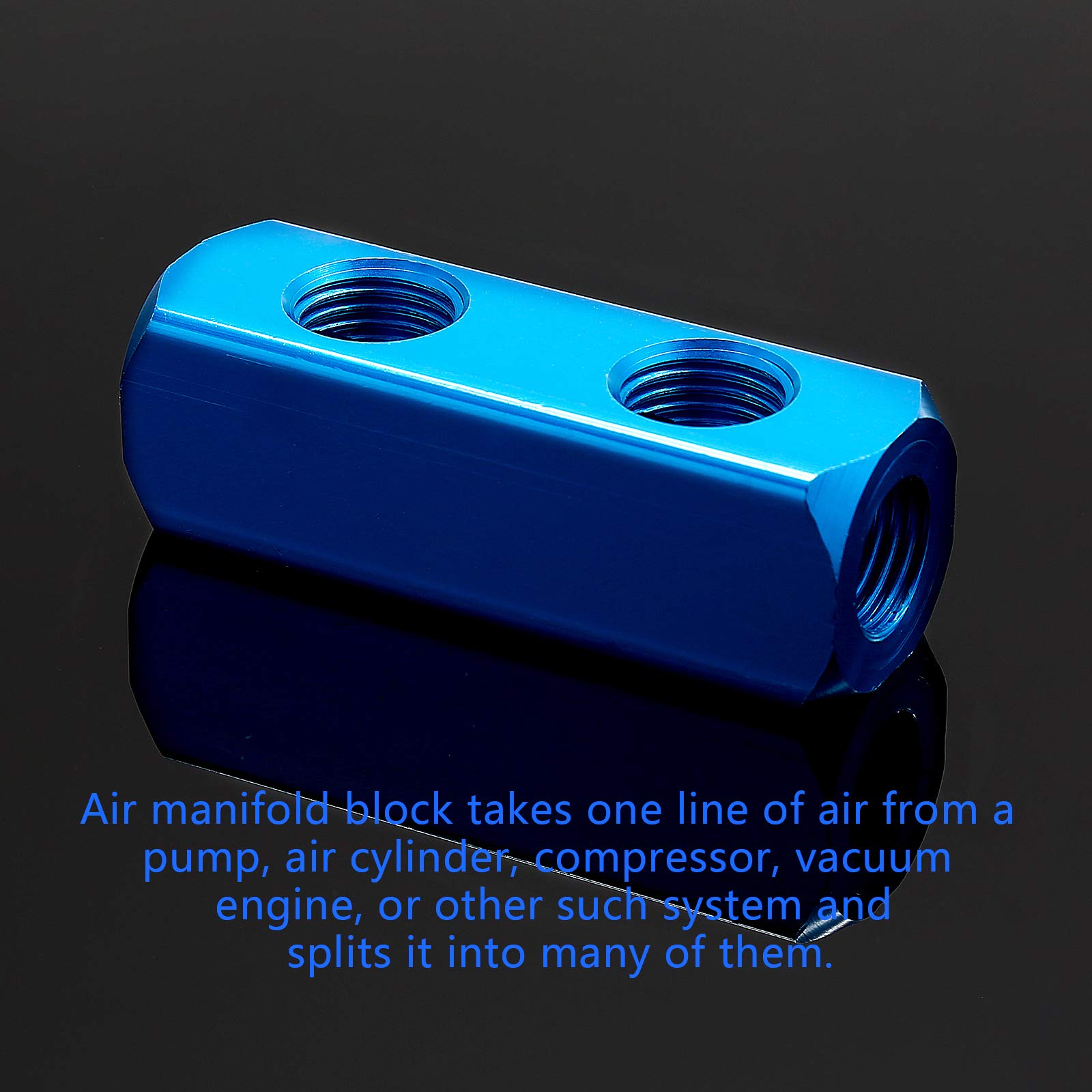 PHITUODA 1/4" 2 Ways 5 Ports Air Hose Inline Manifold Block Splitter