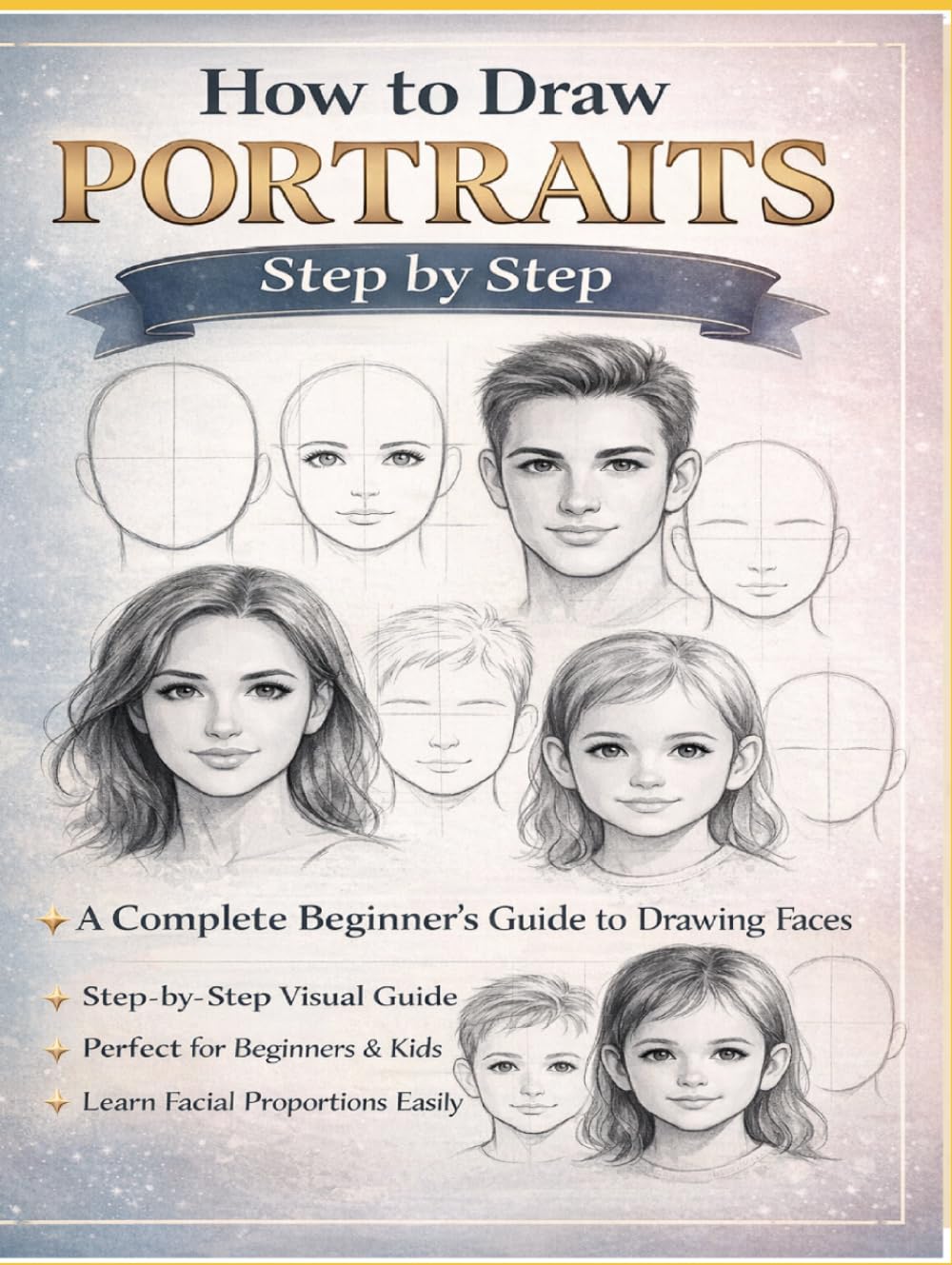 How to Draw Realistic Faces for Beginners: Step-by-Step Face Drawing Sketchbook & Workbook with Practice Pages for Eyes, Nose, Mouth, Ears & Hair – Master Proportions, Shading & Expression