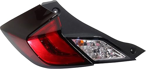 Evan-Fischer - Conjunto de luz trasera compatible con Honda Civic Coupe 2016-2018, lente transparente y roja para el lado del conductor