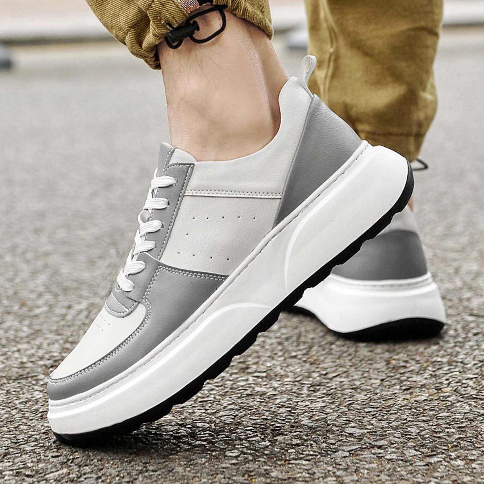 Sneakers da uomo con suola spessa per il tempo libero, comode con lacci traspiranti, sneakers da passeggio antiscivolo